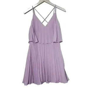 Asos Design Pleated Pink dress Size 6 Cross Back Mini Dress Flowy